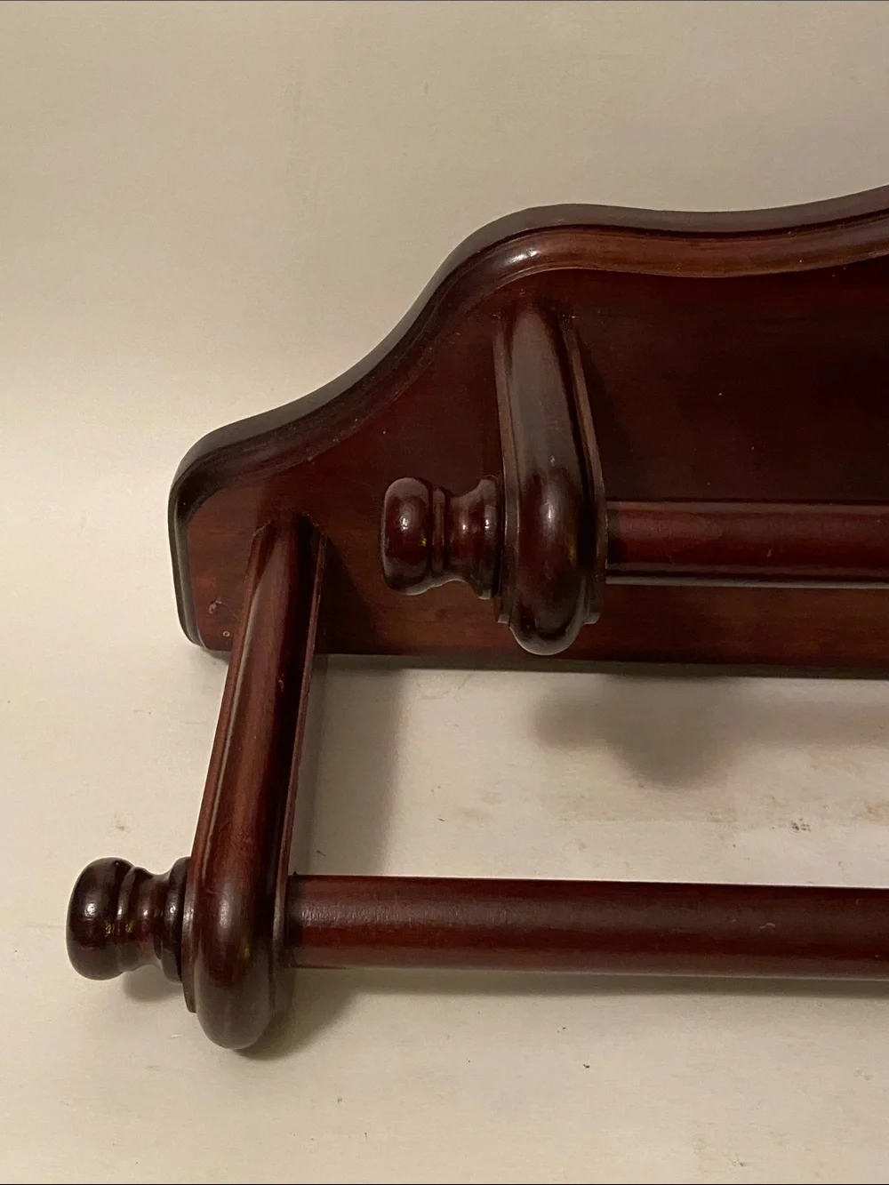 Classic Double-Rod Wooden Towel Rack - Mahogany Finish